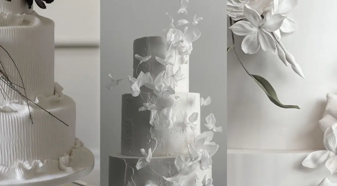Modern Monochromatic White Wedding Cake